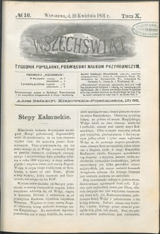 Wszechświat : Tygodnik popularny, poświęcony naukom przyrodniczym, 1891, T. 10, nr 16