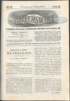 Wszechświat : Tygodnik popularny, poświęcony naukom przyrodniczym, 1891, T. 10, nr 19