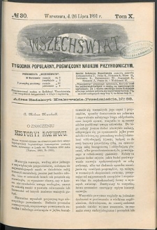 Wszechświat : Tygodnik popularny, poświęcony naukom przyrodniczym, 1891, T. 10, nr 30