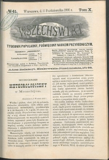 Wszechświat : Tygodnik popularny, poświęcony naukom przyrodniczym, 1891, T. 10, nr 41