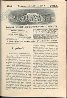 Wszechświat : Tygodnik popularny, poświęcony naukom przyrodniczym, 1891, T. 10, nr 48