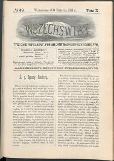 Wszechświat : Tygodnik popularny, poświęcony naukom przyrodniczym, 1891, T. 10, nr 49