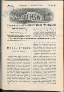 Wszechświat : Tygodnik popularny, poświęcony naukom przyrodniczym, 1891, T. 10, nr 50