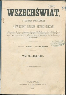Wszechświat : Tygodnik popularny, poświęcony naukom przyrodniczym, 1891, T. 10, spis artykułów porządkiem abecadłowym nazwisk autorów