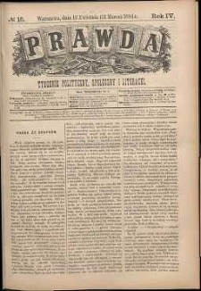 Prawda : tygodnik polityczny, społeczny i literacki, 1884, R.4, nr 15