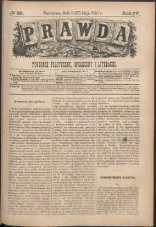 Prawda : tygodnik polityczny, społeczny i literacki, 1884, R. 4, nr 20
