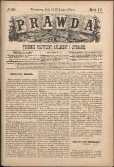 Prawda : tygodnik polityczny, społeczny i literacki, 1884, R. 4, nr 29