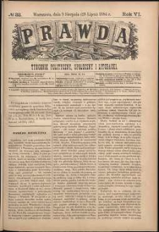 Prawda : tygodnik polityczny, społeczny i literacki, 1884, R. 4, nr 32