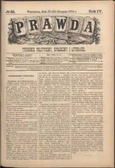 Prawda : tygodnik polityczny, społeczny i literacki, 1884, R. 4, nr 35