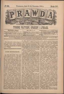 Prawda : tygodnik polityczny, społeczny i literacki, 1884, R. 4, nr 38