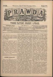 Prawda : tygodnik polityczny, społeczny i literacki, 1884, R. 4, nr 39