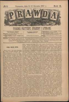 Prawda : tygodnik polityczny, społeczny i literacki, 1882, R. 2, nr 2