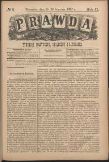 Prawda : tygodnik polityczny, społeczny i literacki, 1882, R. 2, nr 4