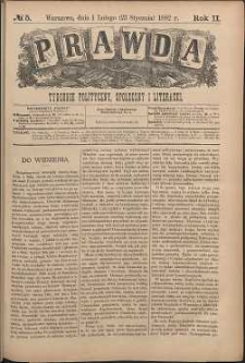 Prawda : tygodnik polityczny, społeczny i literacki, 1882, R. 2, nr 5