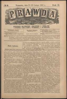 Prawda : tygodnik polityczny, społeczny i literacki, 1882, R. 2, nr 8