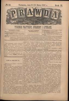 Prawda : tygodnik polityczny, społeczny i literacki, 1882, R. 2, nr 12