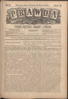 Prawda : tygodnik polityczny, społeczny i literacki, 1882, R.2, nr 13