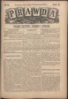 Prawda : tygodnik polityczny, społeczny i literacki, 1882, R. 2 , nr 18