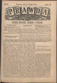Prawda : tygodnik polityczny, społeczny i literacki, 1882, R.2, nr 19