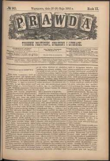 Prawda : tygodnik polityczny, społeczny i literacki, 1882, R.2, nr 20