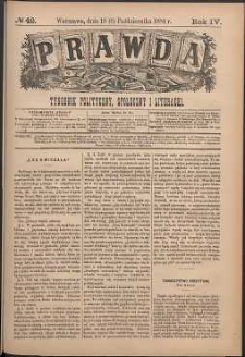 Prawda : tygodnik polityczny, społeczny i literacki, 1884, R. 4, nr 42