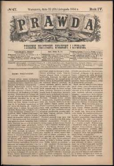 Prawda : tygodnik polityczny, społeczny i literacki, 1884, R. 4, nr 47