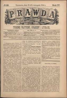 Prawda : tygodnik polityczny, społeczny i literacki, 1884, R. 4, nr 48