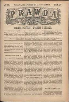 Prawda : tygodnik polityczny, społeczny i literacki, 1884, R. 4, nr 49