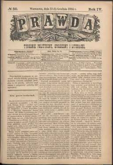 Prawda : tygodnik polityczny, społeczny i literacki, 1884, R. 4, nr 50