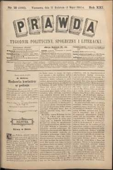 Prawda : tygodnik polityczny, społeczny i literacki, 1901, R. 21, nr 18