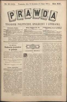 Prawda : tygodnik polityczny, społeczny i literacki, 1901, R. 21, nr 19