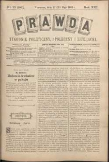 Prawda : tygodnik polityczny, społeczny i literacki, 1901, R. 21, nr 21