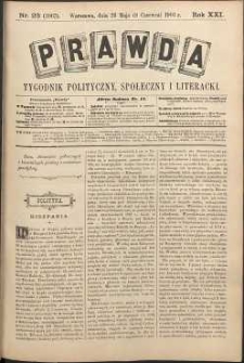 Prawda : tygodnik polityczny, społeczny i literacki, 1901, R. 21, nr 23