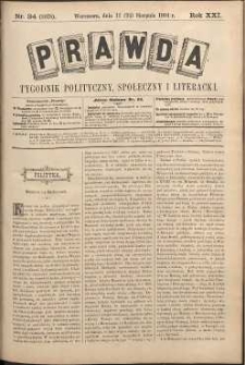 Prawda : tygodnik polityczny, społeczny i literacki, 1901, R. 21, nr 34