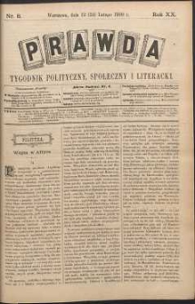 Prawda : tygodnik polityczny, społeczny i literacki, 1900, R. 20, nr 8