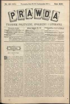 Prawda : tygodnik polityczny, społeczny i literacki, 1901, R. 21, nr 43