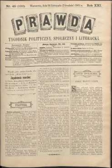 Prawda : tygodnik polityczny, społeczny i literacki, 1901, R. 21, nr 49