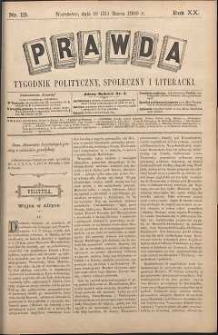 Prawda : tygodnik polityczny, społeczny i literacki, 1900, R. 20, nr 13