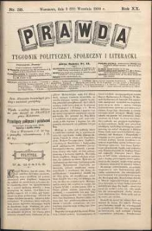 Prawda : tygodnik polityczny, społeczny i literacki, 1900, R. 20, nr 38