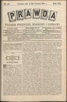 Prawda : tygodnik polityczny, społeczny i literacki, 1900, R. 20, nr 39