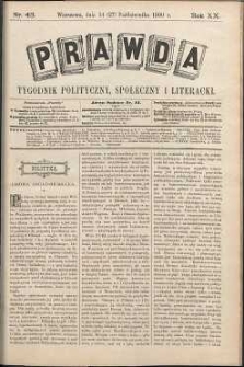 Prawda : tygodnik polityczny, społeczny i literacki, 1900, R. 20, nr 43