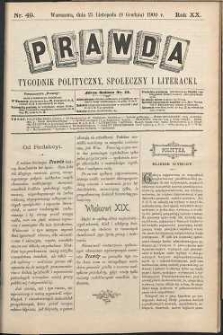 Prawda : tygodnik polityczny, społeczny i literacki, 1900, R. 20, nr 49