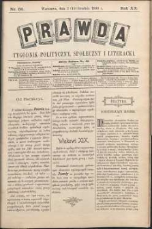 Prawda : tygodnik polityczny, społeczny i literacki, 1900, R. 20, nr 50
