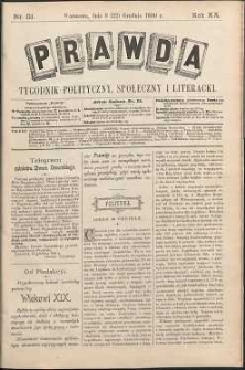 Prawda : tygodnik polityczny, społeczny i literacki, 1900, R. 20, nr 51