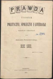 Prawda : tygodnik polityczny, społeczny i literacki, 1900, R. 20, spis rzeczy