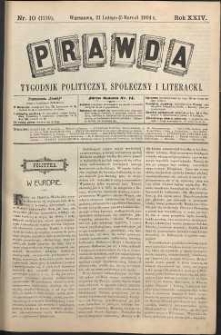 Prawda : tygodnik polityczny, społeczny i literacki, 1904, R. 24, nr 10