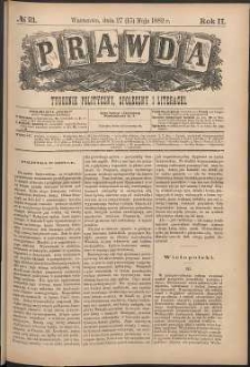 Prawda : tygodnik polityczny, społeczny i literacki, 1882, R. 2, nr 21