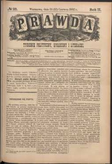 Prawda : tygodnik polityczny, społeczny i literacki, 1882, R. 2, nr 25