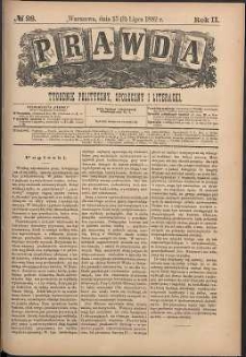 Prawda : tygodnik polityczny, społeczny i literacki, 1882, R. 2, nr 28