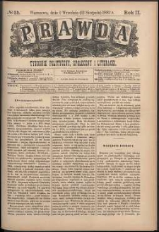 Prawda : tygodnik polityczny, społeczny i literacki, 1882, R. 2, nr 35
